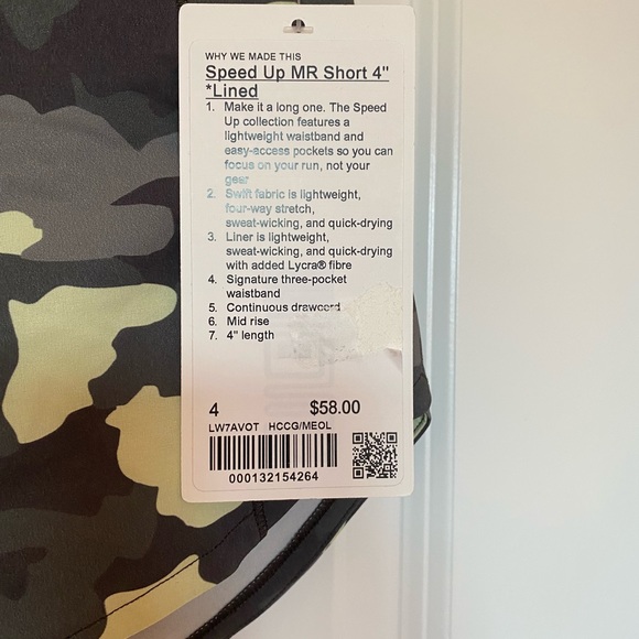 NWT Lululemon Speed Up MR lined 4” shorts in Camo - Picture 6 of 9
